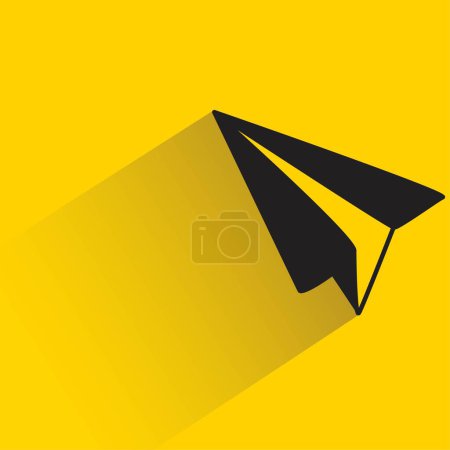 Illustration for Paper plane with shadow on yellow background - Royalty Free Image