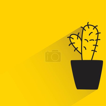 Ilustración de Cactus con sombra sobre fondo amarillo - Imagen libre de derechos