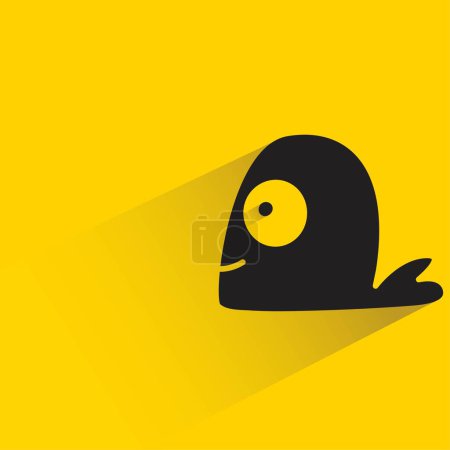 Illustration for Cute fish with shadow on yellow background - Royalty Free Image