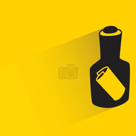 Ilustración de Letra en botella con sombra sobre fondo amarillo - Imagen libre de derechos