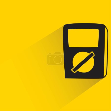 Téléchargez les illustrations : Icône voltmètre avec ombre sur fond jaune - en licence libre de droit