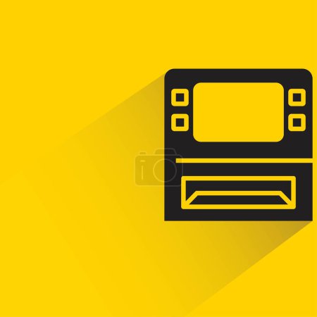 Illustration for Atm icon with shadow on yellow background - Royalty Free Image