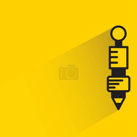 Téléchargez les illustrations : Icône stylo avec ombre sur fond jaune - en licence libre de droit