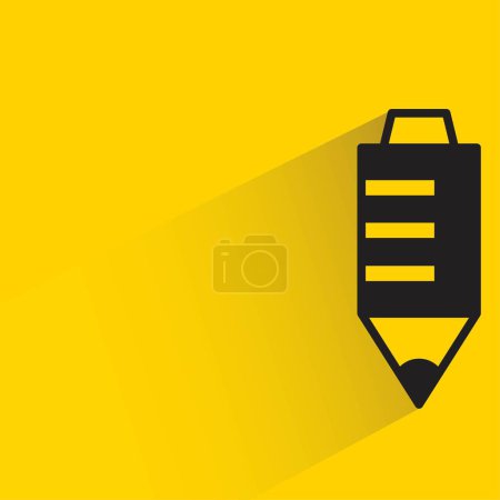 Illustration for Pen icon with shadow on yellow background - Royalty Free Image