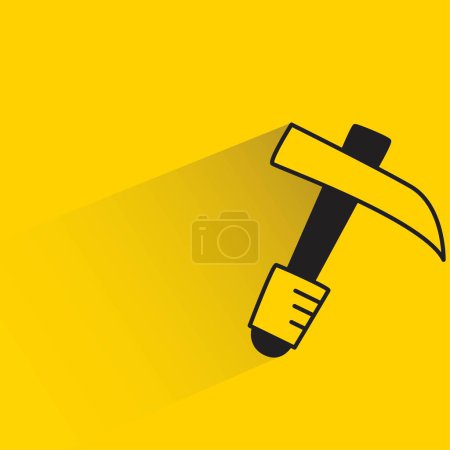 axe on yellow background, shadow and flat style