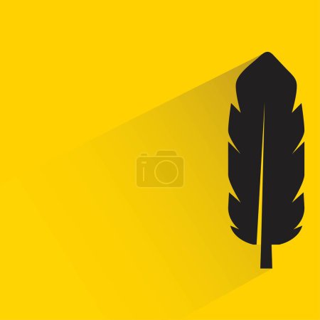 Illustration for Feather icon with shadow on yellow background - Royalty Free Image