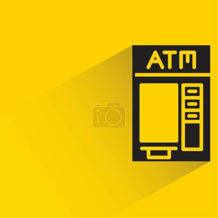 Téléchargez les illustrations : Icône ATM avec ombre sur fond jaune - en licence libre de droit