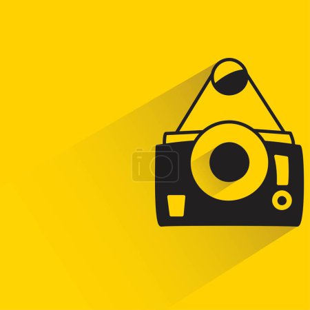 Illustration for Camera icon with shadow on yellow background - Royalty Free Image