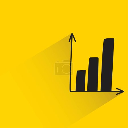 Illustration for Bar chart with shadow on yellow background - Royalty Free Image