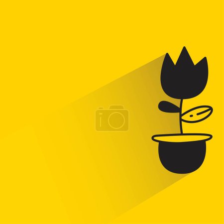 Illustration for Plant pot icon with shadow on yellow background - Royalty Free Image