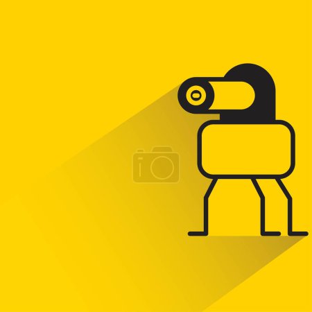 Téléchargez les illustrations : Icône de personnage robot sur fond jaune - en licence libre de droit