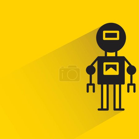 Ilustración de Icono de carácter robot sobre fondo amarillo - Imagen libre de derechos