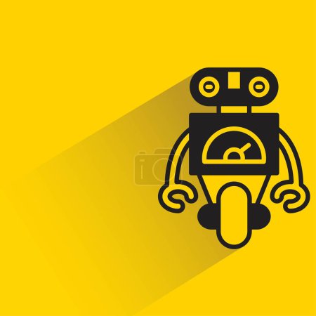 Téléchargez les illustrations : Icône de personnage robot sur fond jaune - en licence libre de droit