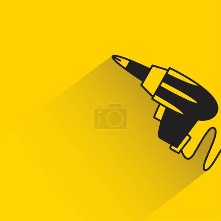 Illustration for Doodle electric drill with shadow on yellow background - Royalty Free Image