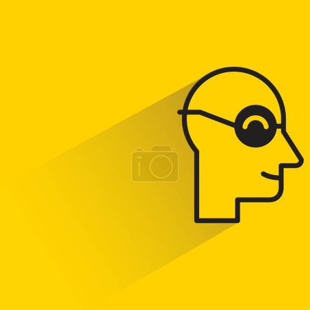 Illustration for Bald man with shadow on yellow background - Royalty Free Image