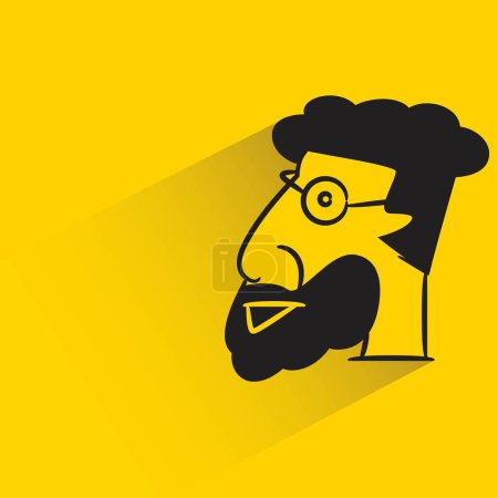 Illustration for Male face with shadow on yellow background - Royalty Free Image