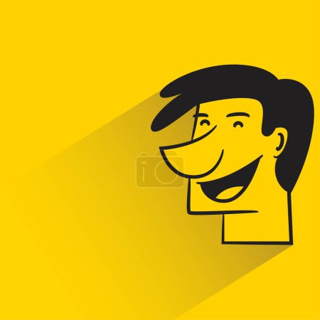 Téléchargez les illustrations : Visage masculin avec ombre sur fond jaune - en licence libre de droit