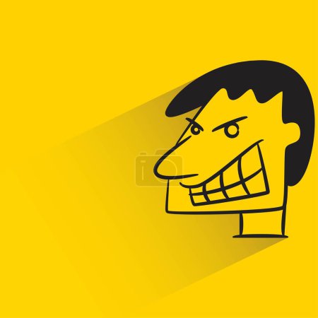 Illustration for Angry face icon with shadow on yellow background - Royalty Free Image