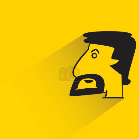 Téléchargez les illustrations : Visage masculin avec ombre sur fond jaune - en licence libre de droit