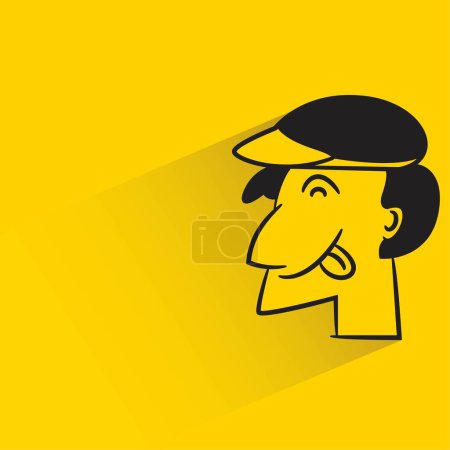 Illustration for Male face with shadow on yellow background - Royalty Free Image