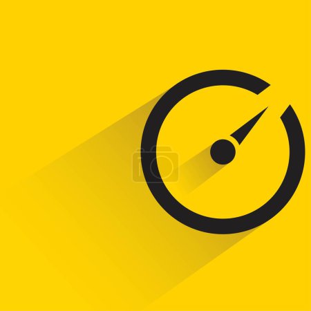 Ilustración de Icono del velocímetro con sombra sobre fondo amarillo - Imagen libre de derechos