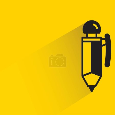 Ilustración de Icono de lápiz con sombra sobre fondo amarillo - Imagen libre de derechos