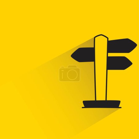 Illustration for Wooden signpost with shadow on yellow background - Royalty Free Image