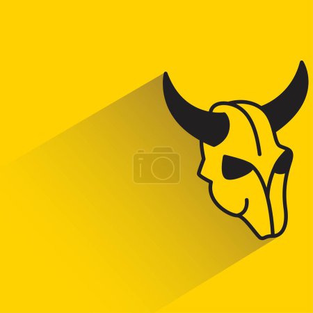 Téléchargez les illustrations : Tête de bœuf avec ombre sur fond jaune - en licence libre de droit