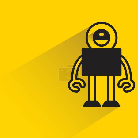Illustration for Robot character icon on yellow background - Royalty Free Image