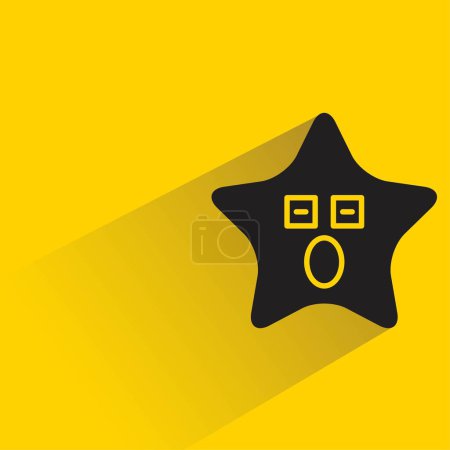 Téléchargez les illustrations : Emoji étoile avec ombre sur fond jaune - en licence libre de droit
