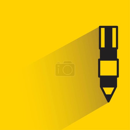 Ilustración de Icono de la pluma con sombra sobre fondo amarillo - Imagen libre de derechos