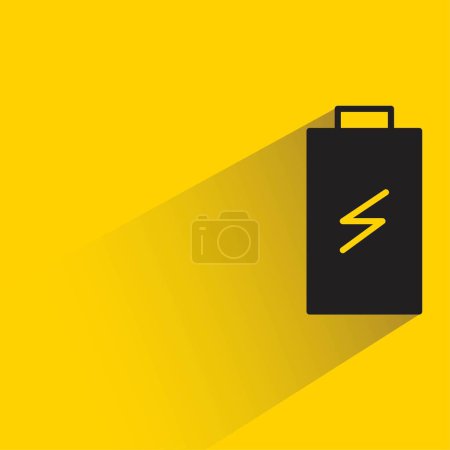 Ilustración de Icono de la batería con sombra sobre fondo amarillo - Imagen libre de derechos