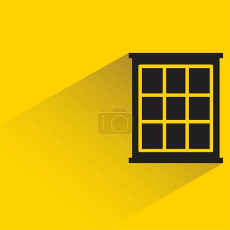 door, window icon with shadow on yellow background