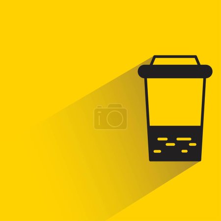 beverage cup icon with shadow on yellow background