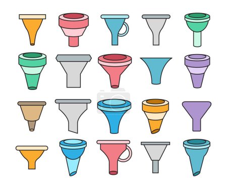 funnel tool icons set vector illustration