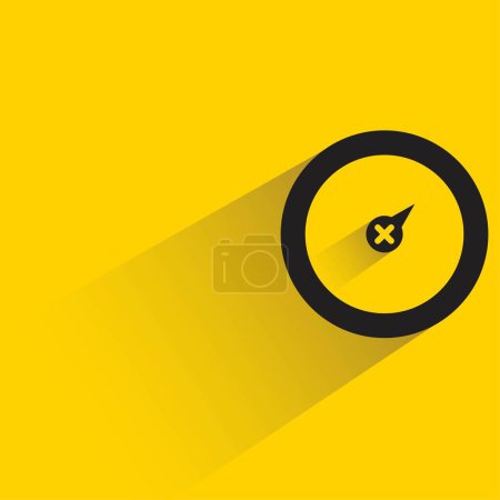 Téléchargez les illustrations : Icône du compteur de vitesse avec ombre sur fond jaune - en licence libre de droit