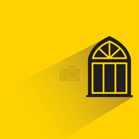 icono de ventana de arco con sombra sobre fondo amarillo
