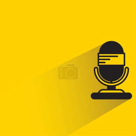 Illustration for Microphone icon with shadow on yellow background - Royalty Free Image