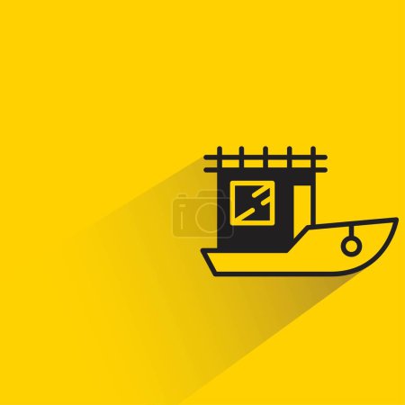 fishing boat with shadow on yellow background