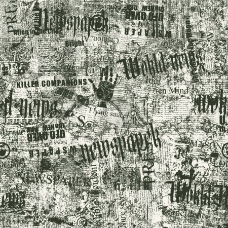 Illustration for Abstract seamless pattern with chaotic layering of newspaper text, illustrations, headlines on a light backdrop. Creative vector background in grunge style. Wallpaper, wrapping paper or fabric design - Royalty Free Image