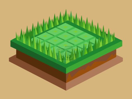 fresh green spring grass cartoon in lengths and densities for use as design elements