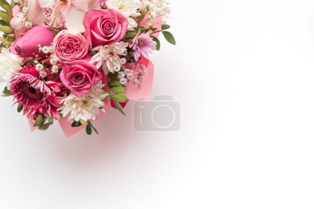 Photo for Beautiful spring bouquet with pink and white tender flowers - Royalty Free Image