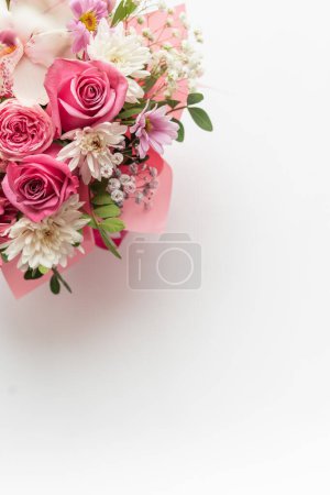 Photo for Beautiful spring bouquet with pink and white tender flowers - Royalty Free Image