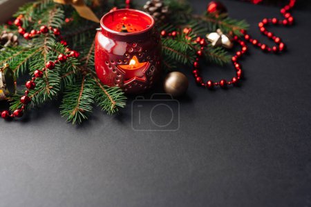 Photo for Close up view of fir tree branch, Christmas mood background - Royalty Free Image