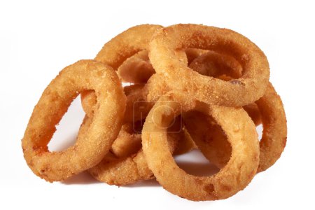 fried onion rings isolated on white background