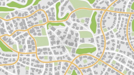 Ilustración de Vista desde arriba de los edificios del mapa. GPS mapa de navegación a la propia casa. Vista detallada de la ciudad desde arriba. Ciudad vista superior - Imagen libre de derechos