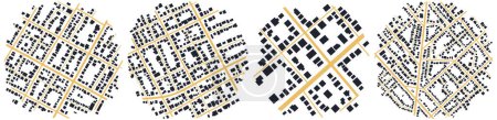 Photo for Detailed view of city from above. Set of city top view. View from above the map buildings. Gps map. Decorative graphic tourist map. Quarter residential buildings. Vector, illustration. Abstract transportation background. - Royalty Free Image
