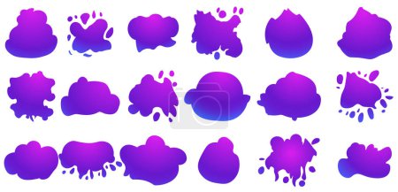 Photo for Set of ink blots. Abstract artistic ink splatter paint splatter, drops, dots, wet dye prints. Watercolor paint brush texture. Grunge water, spray drop spatter, dirty blot splatters and splash silhouettes. Vector illustration white background. - Royalty Free Image