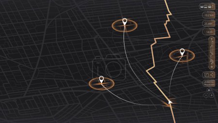 Ilustración de Antecedentes del mapa abstracto. Coloridas líneas abstractas y formas geométricas para una textura cartográfica dinámica, poi. Ciudad - Imagen libre de derechos
