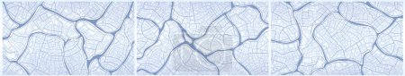 Illustration for Set of backdrops map. Skyline urban panorama. Digital flat design street map. View from above. Navigate mapping technology for distance data, path turns. City top view. Abstract, background. Editable vector illustration - Royalty Free Image